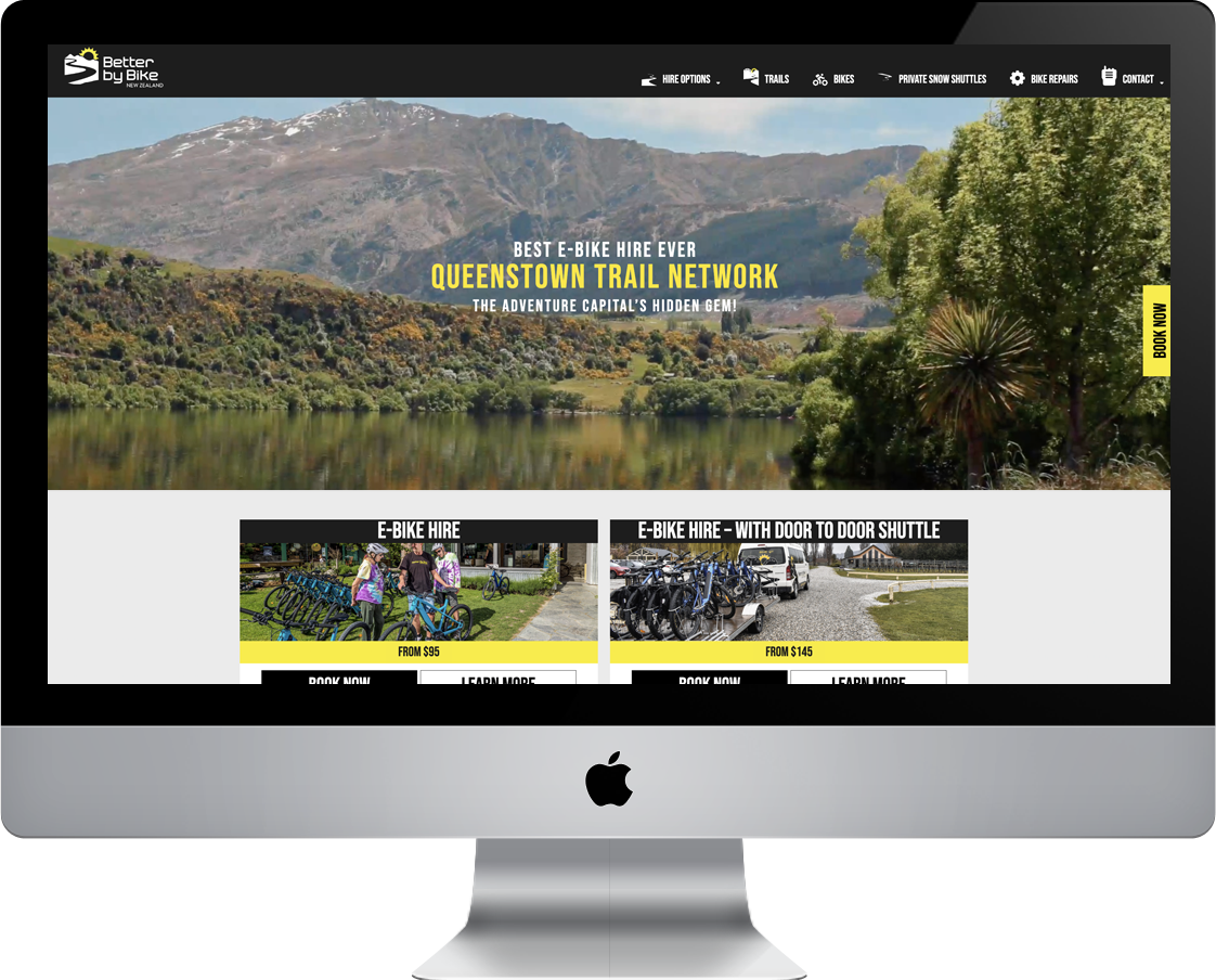Custom WordPress website for NZ Bike hire company in Queenstown